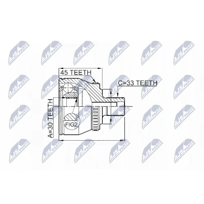 Afbeelding van Homokineet reparatie set, aandrijfas NTY NPZ VW 008