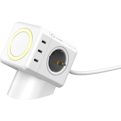 Afbeelding van DesignNest PowerCube Extended USB PD 3A+3C 80W Magnetic Wireless DE; WHITE