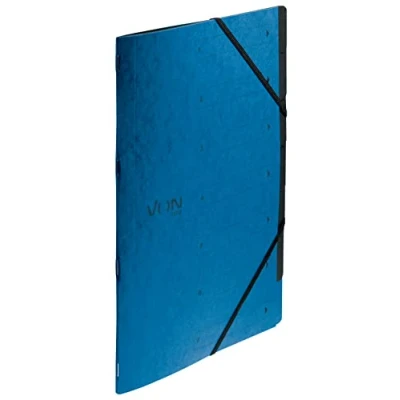 Afbeelding van VON Leitz Set van 5 A4 organizermappen met 6 vakken, karton, projectmap, indexen en elastische bandsluiting, voor school, studie thuis, blauw, 30140035
