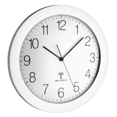 Afbeelding van TFA Dostmann Design draadloze wandklok, radioklok, groot, geschikt als keukenklok, geluidsarm, zilver, 60.3512.02, L 302 x B 47 H mm