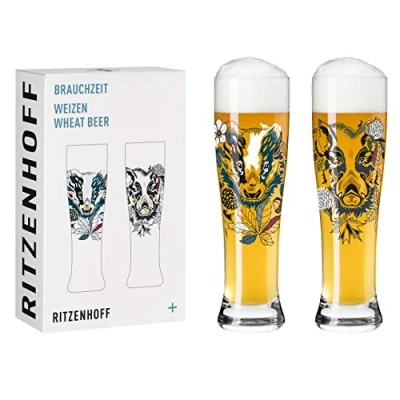 Afbeelding van Ritzenhoff 3481004 witbierglas 500 ml set van 2 serie gebruiksduur nr. 4 stuks met meerkleurige digitale print