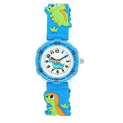 Afbeelding van ele ELEOPTION Siliconen armband 3D cartoon digitaal waterdicht kinderhorloge, Dinosaurus blauw, Riemen.