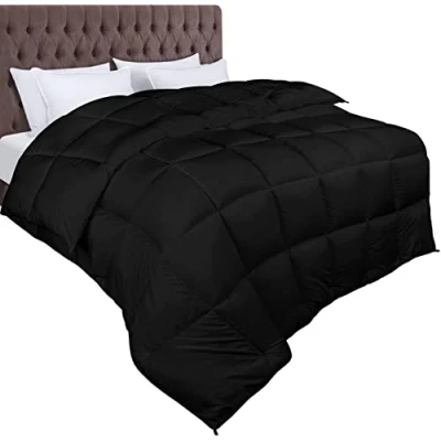 Afbeelding van Utopia Bedding dekbed 10,5 tog met hoeklabs pluche gesiliconiseerd fiberfill, doos gestikt dons alternatief (220x240 cm, Zwart)