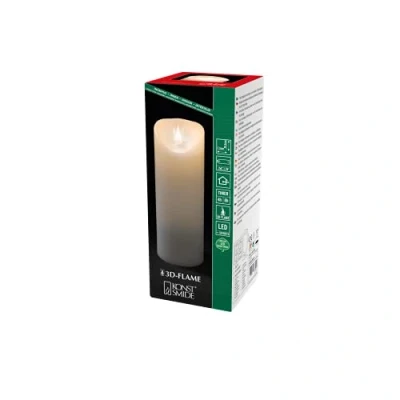 Afbeelding van KONSTSMIDE Led kaars Kerst versiering van echte was, wit, met 3D vlam, ø 7,5 cm, hoogte: 20,5 cm (1 delig)