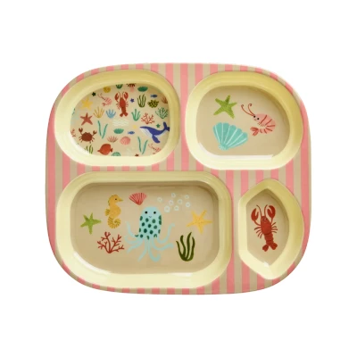 Afbeelding van Rice Melamine Bord Vakken Coral Ocean Print