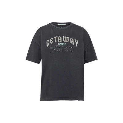 Afbeelding van QS IN Gewaschener Optik MIT Schmucksteinen Tshirt print, Dames, Maat: Small, Schwarz