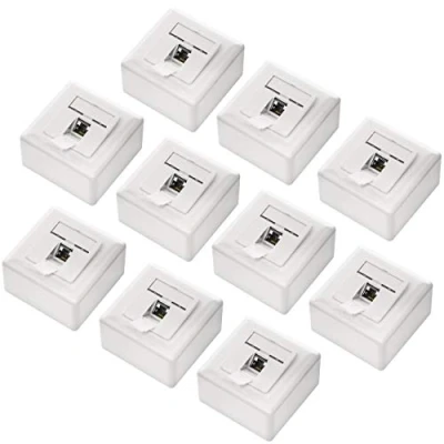 Afbeelding van deleyCON 10x CAT6 Universele Netwerkdoos 1x RJ45 Poort Afgeschermd Opbouw of Inbouw 1 Gigabit Ethernet Netwerk EIA/TIA 568A&amp;B Wit