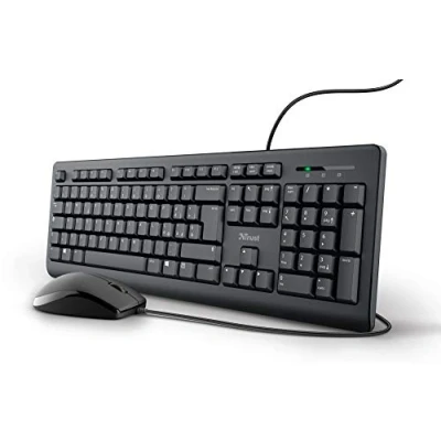 Afbeelding van Trust Taro USB toetsenbord en muisset, bekabeld, Italiaanse QWERTY lay out, voor pc/laptop/notebook, Mac/Windows, 1,8 m lange kabel, vloeibaar toetsenbord, ergonomisch, zwart