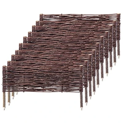 Afbeelding van KADAX Palissade van wilgentenen, natuurlijk wilgenhek, handgemaakt wilgenvlechthek, tuinhek voor paden en bloembedden, omheining gazonrand (10 stuks 60 x 20 cm)