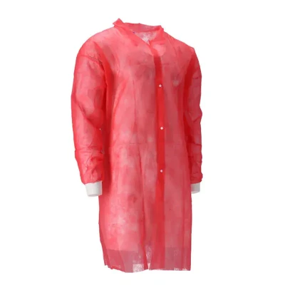 Afbeelding van Bezoekersjassen CMT Bezoekersjas PP Non Woven met Drukknopen Rood Maat XXL