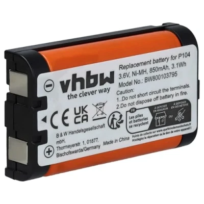 Afbeelding van vhbw Accuvervanging voor GP85AAALH3BXZ, HHR P104, P104A, P104A/1B, Type 29 draadloze vaste telefoon (850mAh, 3,6V, NiMH)