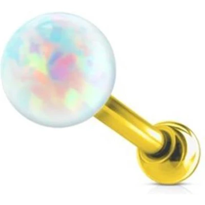 Afbeelding van Piercing opal bal inwendig schroefdraad gold plated