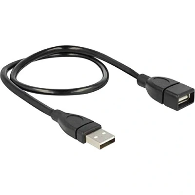 Afbeelding van USB A naar vormbare verlengkabel USB2.0 tot 2A / zwart 0,50 meter