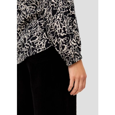 Afbeelding van s.Oliver blousetop met all over print zwart/ecru