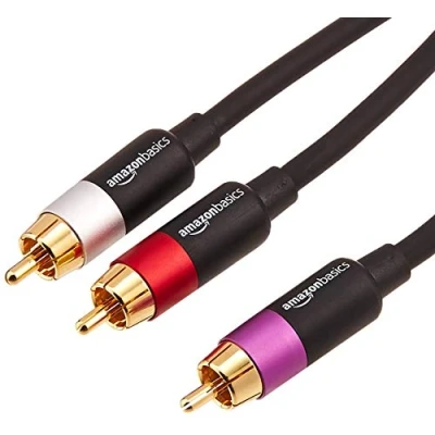 Afbeelding van Amazon Basics 1 Male naar 2 RCA audiokabel voor versterker, actieve luidsprekers of subwoofer met vergulde stekkers, 2,4 meter, zwart