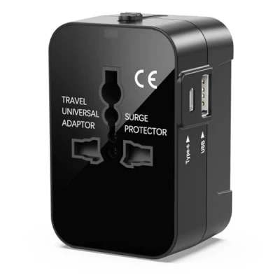 Afbeelding van universele reisadapter USB C reisstekker met &amp; adapter universeel reisstopcontact internationaal stopcontact Engels/Amerikaans/Italië/USA/EU/UK