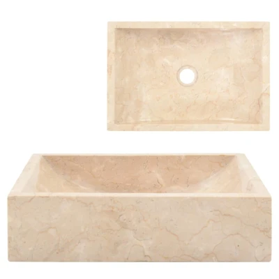 Afbeelding van Gootsteen 45x30x12 cm marmer hoogglans crèmekleurig