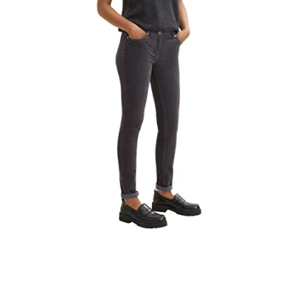Afbeelding van TOM TAILOR Dames Alexa Slim fluwelen broek 1034190, 15417 Evident Anthracite, 34W / 30L