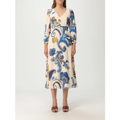 Afbeelding van Elegant Floral Print Dress with V Neck and Long Sleeves Wo