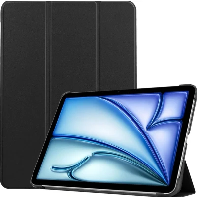 Afbeelding van iPad Air 13 inch (2024) M2 Hoes: Accezz Trifold Bookcase b2b Zwart Kunstleder Tablet Hoezen
