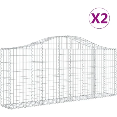 Afbeelding van vidaXL Schanskorven 2 st gewelfd 200x30x80/100 cm gegalvaniseerd ijzer