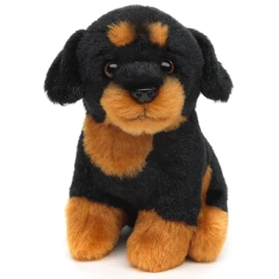 Afbeelding van Uni Toys Plushie Rottweiler, zittend 12 cm (hoogte) pluche hond dier, knuffeldier