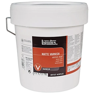 Afbeelding van Liquitex 5236 matte vernis, beschermt tegen omgevingsinvloeden, behoudt de glans en helderheid van acrylverf 3,78 Liter Emmer, Mat