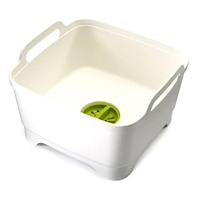 Afbeelding van Joseph Wash&amp;Drain Afwasbak met handgrepen en afvoerplug, 9 liter, wit/groen