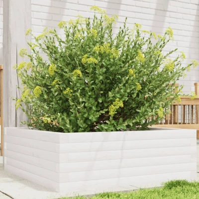 Afbeelding van Plantenbak 70x70x23 cm massief grenenhout wit