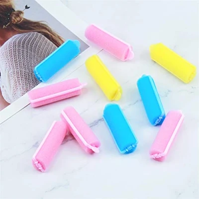 Afbeelding van 36 stuks schuimspons haarrollers 2 cm zacht haar styling krulspelden doe het zelf kappers gereedschap voor vrouwen en meisjes thuisgebruik (roze, geel, blauw)