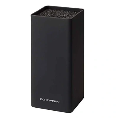 Afbeelding van Echtwerk Universeel messenblok Square, keukenmessenorganizer, praktische messenstandaard, ruimtebesparende messenopslag met borstelinzetstuk, flexibel te vullen, zwart, 30 cm