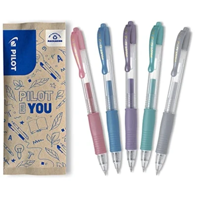 Afbeelding van PILOT G2 7, gelpen, set van 5 (metallic roze, blauw, paars, groen, zilver)