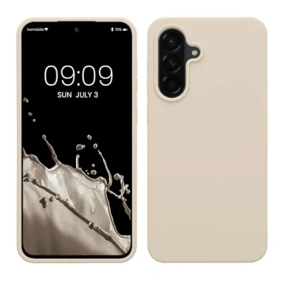 Afbeelding van kwmobile telefoonhoesje geschikt voor Samsung Galaxy A56 5G Hoesje met siliconen coating Smartphone case in mat crème