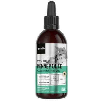 Afbeelding van Animigo Hennepolie voor hond &amp; kat 60 ml 60.000mg Koudgeperst 0% THC