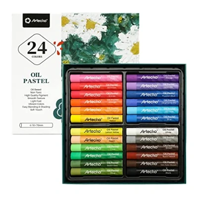 Afbeelding van Artecho Oliepastel krijtset, set van 24 kleuren, zachte oliepastels voor kunstschilderen, tekenen, blenden, oliepastels, kunstbenodigdheden kunstenaars, beginners, studenten en leraren