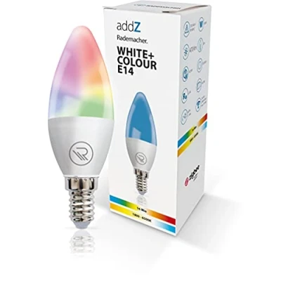 Afbeelding van RADEMACHER addZ White + Colour E14 LED lamp, 4,8 W, Zigbee 3.0 RGBW 16 miljoen kleuren, dimbaar bijv. via HomePilot, 1800 6500K, Type: 8437