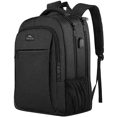 Afbeelding van Grote laptop rugzak, 17 inch laptoptas voor school, werk, met USB plug in aansluiting, anti diefstal, uitneembare rijstrugzak notebook, waterdicht, school heren en dames, Zwart