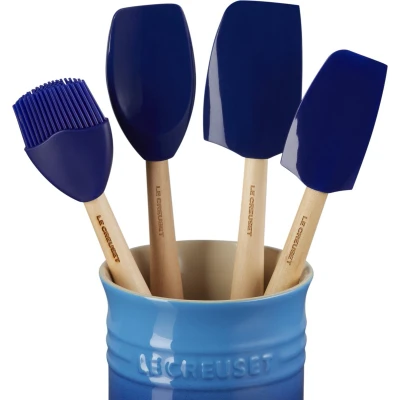 Afbeelding van Spatelset Le Creuset Silicone Premium Met Spatelpot Azure (5 Delig)