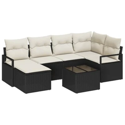 Afbeelding van vidaXL 6 delige Tuinset met Kussens Bruin Poly Rattan