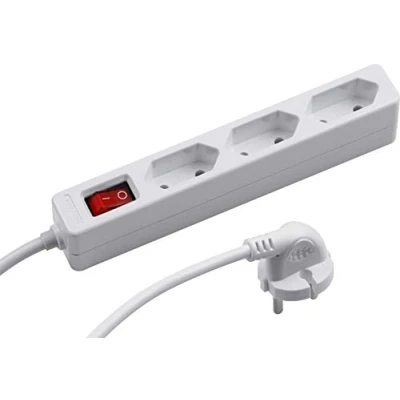 Afbeelding van Meister Euro stekkerdoos 3 voudig 1,4 m kabel wit kunststof IP20 binnenruimte schakelaar extra plat/Euro stekkerlijst/Euro stekker/verdeelcontactdoos / 7430140