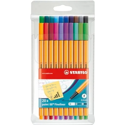 Afbeelding van Fineliner STABILO point 88 Etui Met 20 Stuks Speciale Sortering