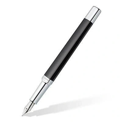 Afbeelding van STAEDTLER Vulpen triplus 474 M, kleur antiek antraciet, hoogwaardige metalen behuizing in ergonomische driehoekige vorm, stalen veer met patroon schrijfkleur blauw, M09 3