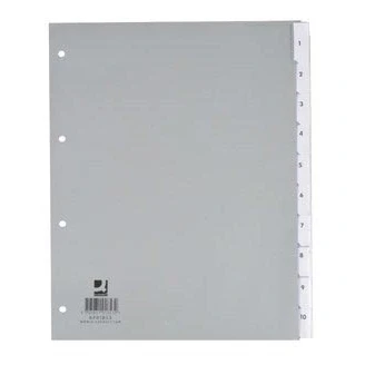 Afbeelding van Q connect Neutrale Tabbladen, A4, Pp, 10 Tabs, Grijs Tabbladen