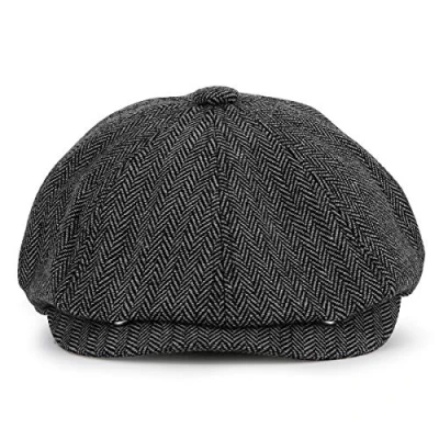Afbeelding van KeepSa Newsboy Cap Baker Jongenshoed Platte Caps 8 Panelen Peaky Visgraat Tweed Gatsby Hoed Ivy Ierse voor mannen en vrouwen, Grijs, 7 3/4 7/8