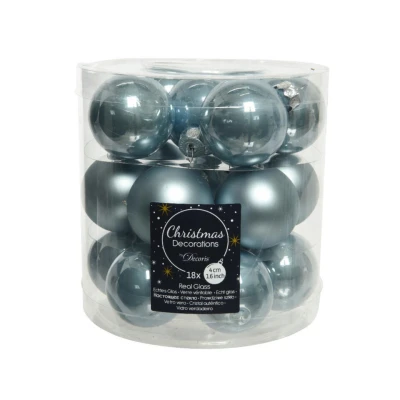 Afbeelding van Decoris Kerstballen 18 stuks glas lichtblauw 4 cm