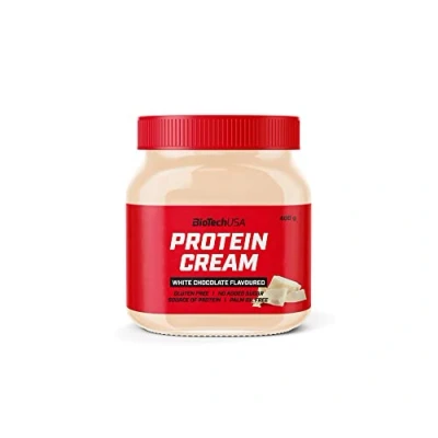 Afbeelding van BioTechUSA Protein Cream Smeerpasta met Witte chocoladesmaak, knapperige rijst en maïsstukjes Glutenvrij Palmolievrij, 400 g, chocolade