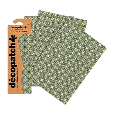 Afbeelding van Decopatch papier No. 706 (grijs geel tegelpatroon, 395 x 298 mm) 3 pack