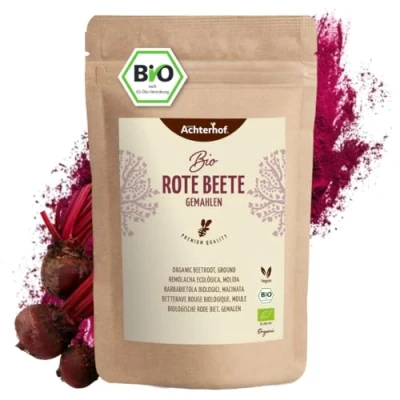 Afbeelding van Rode bieten poeder bio 100g aardachtig, hartig en zoet kan rauw gekookt gebruikt worden ideaal om eten mee te kleuren vom Achterhof