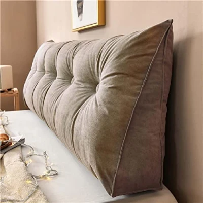 Afbeelding van Yanman Grote wigvormige kussens voor het bed hoofdeinde, driehoekig rust en leeskussen, lendensteunkussen, taille rugleuning, zachte positioneringssteun op de bank of dagbed, 60 x 50 20 cm