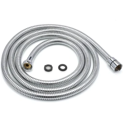 Afbeelding van H&amp;S Stainless Steel Shower Hose with 2 Washers 2m (79) Extra Long Universal Replacement Chrome Finish Anti Kink &amp; High Flow Flexible Handheld Extension